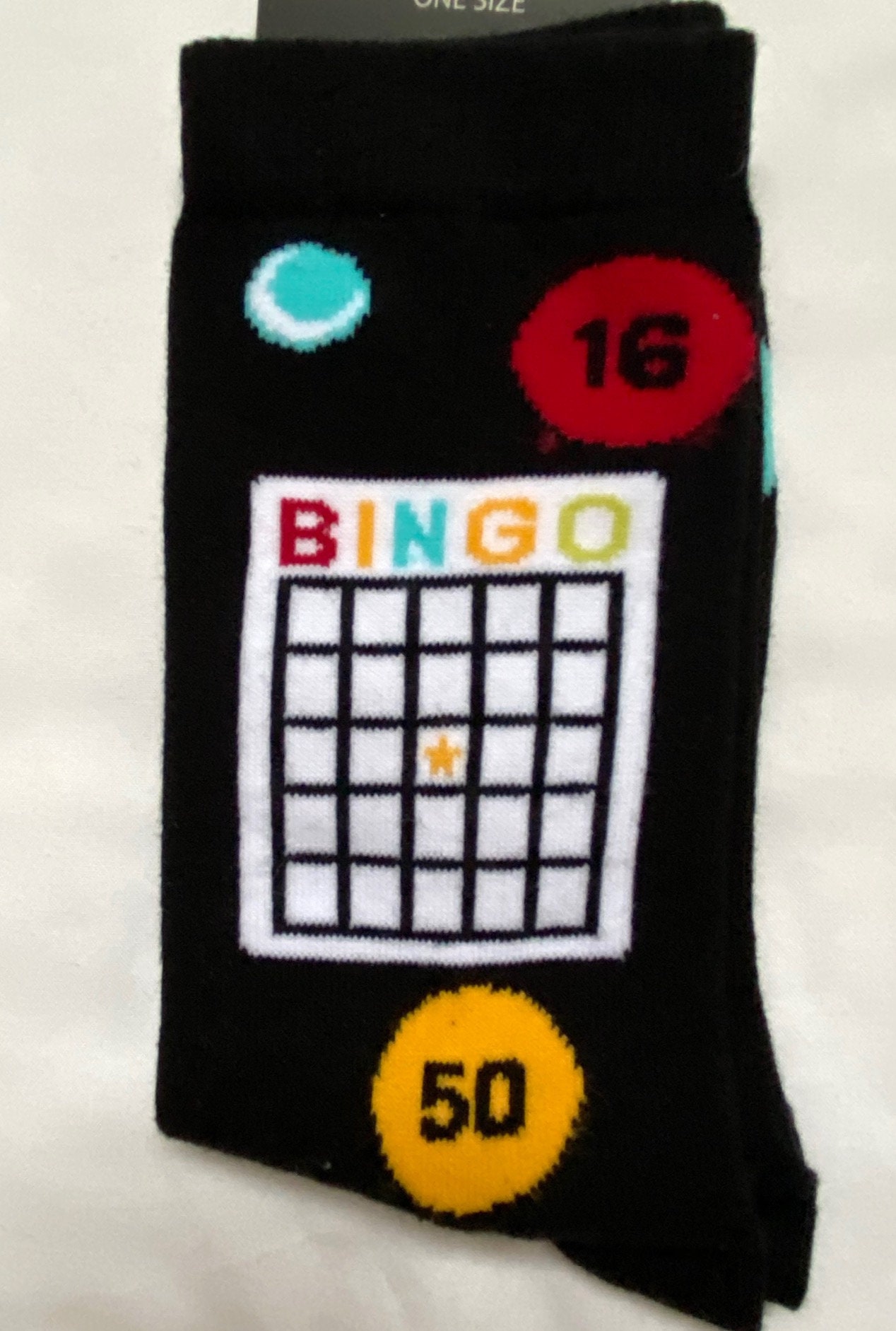 Image of Bingo Motifs On Black Socks, Bnwt Bingo Lover