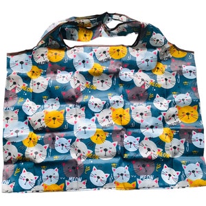 Folding shopping bag with cute cat design, bn, gift, present, birthday, stocking filler