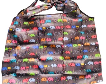 Ladies grey folding shopping bag with elephant design, bn, birthday, stocking filler