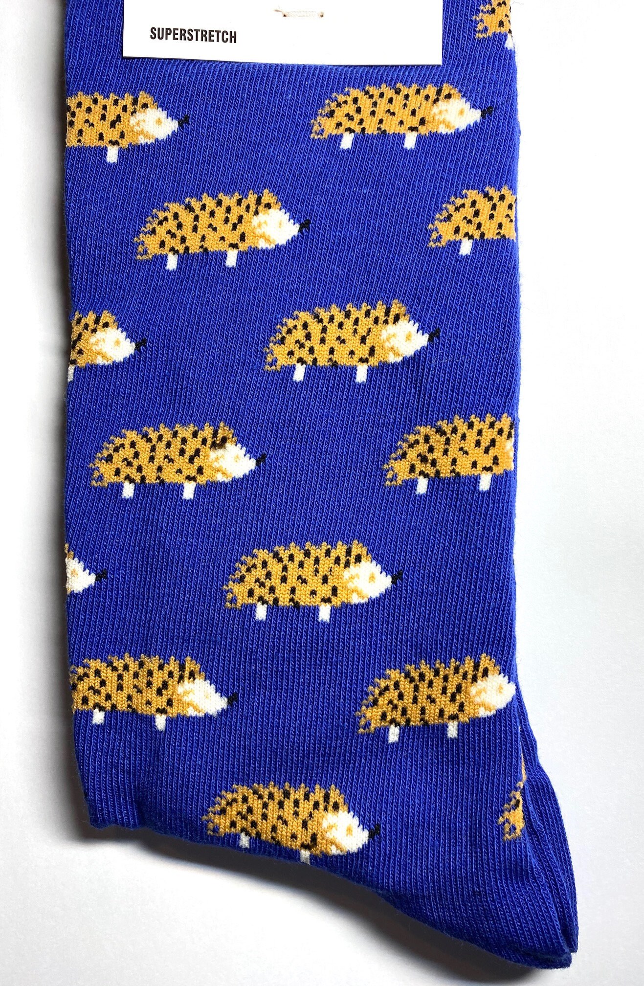 Image of Cute Hedgehog Design On Men's Royal Blue Socks, Bnwt