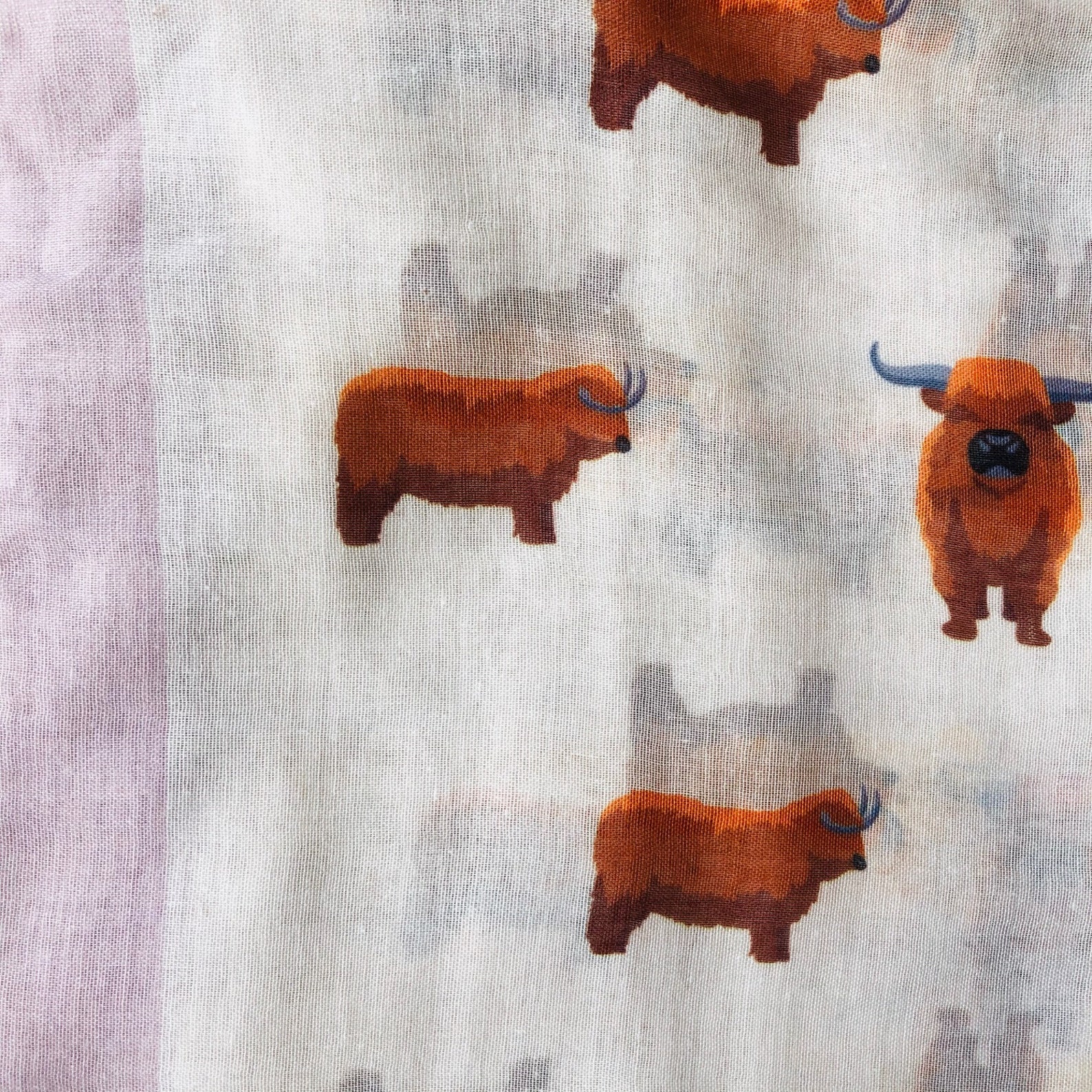 Pretty highland cow on grey scarf bnwt | Etsy