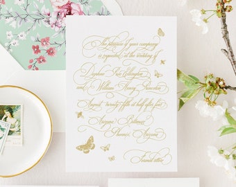 Regency inspired floral wedding invitation, classic wedding invitation, Romantic Wedding Invitation, Elegant wedding invitation, Chinoiserie