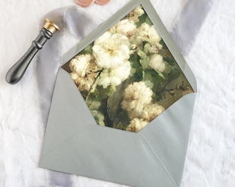 Vintage painting floral envelope liner for a wedding invitation. Lined envelopes for wedding, baby shower, bridal shower. Envelope liner.