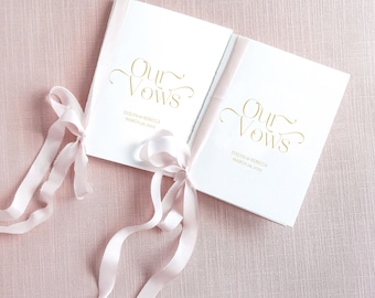 Modern Keepsake wedding vow books. Handmade wedding vow books with silk ribbon. Personalized wedding vow books. Minimalist wedding.
