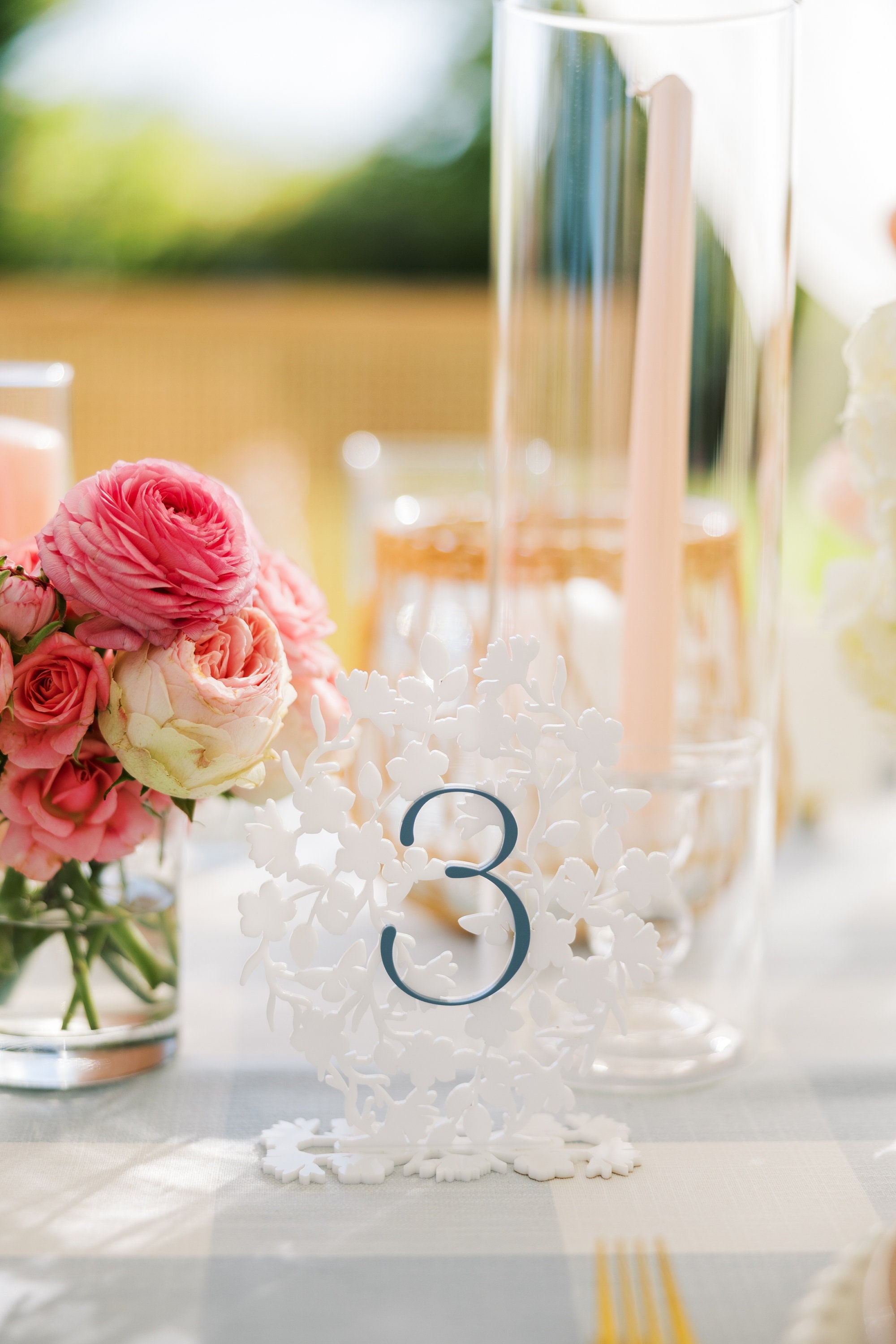 Floral Laser Cut Table Numbers - Acrylic Table Numbers - Wedding Table Decor - French Blue and White - French Country - Chinoiserie Pattern