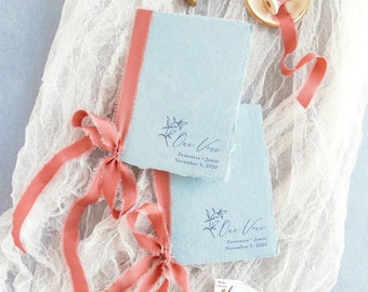 Keepsake wedding vows. Wedding vow books. Handmade wedding vow books with silk ribbon. Personalized wedding vow books. Minimalist wedding.
