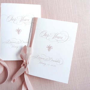 Romantic Wedding vow books. Keepsake wedding vows. Handmade wedding vow books with silk ribbon. Personalized wedding vow books.