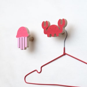 Sea Kids Wall Hooks Set, Clothing Rack Nursery Decor, Animal bedroom decor, Animal hooks Wall Nursery Kids Room Decor, kids door hooks