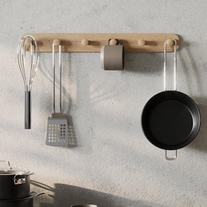 Kitchen hook rack / Wooden Peg Hooks Wall Storage | Wooden peg rail / Entryway decor | Wall Mounted Coat Rack / Shaker Peg Rail / Towel Rack