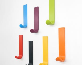 Colorful J-Hook Wall Hook, Modern Entryway Organizer