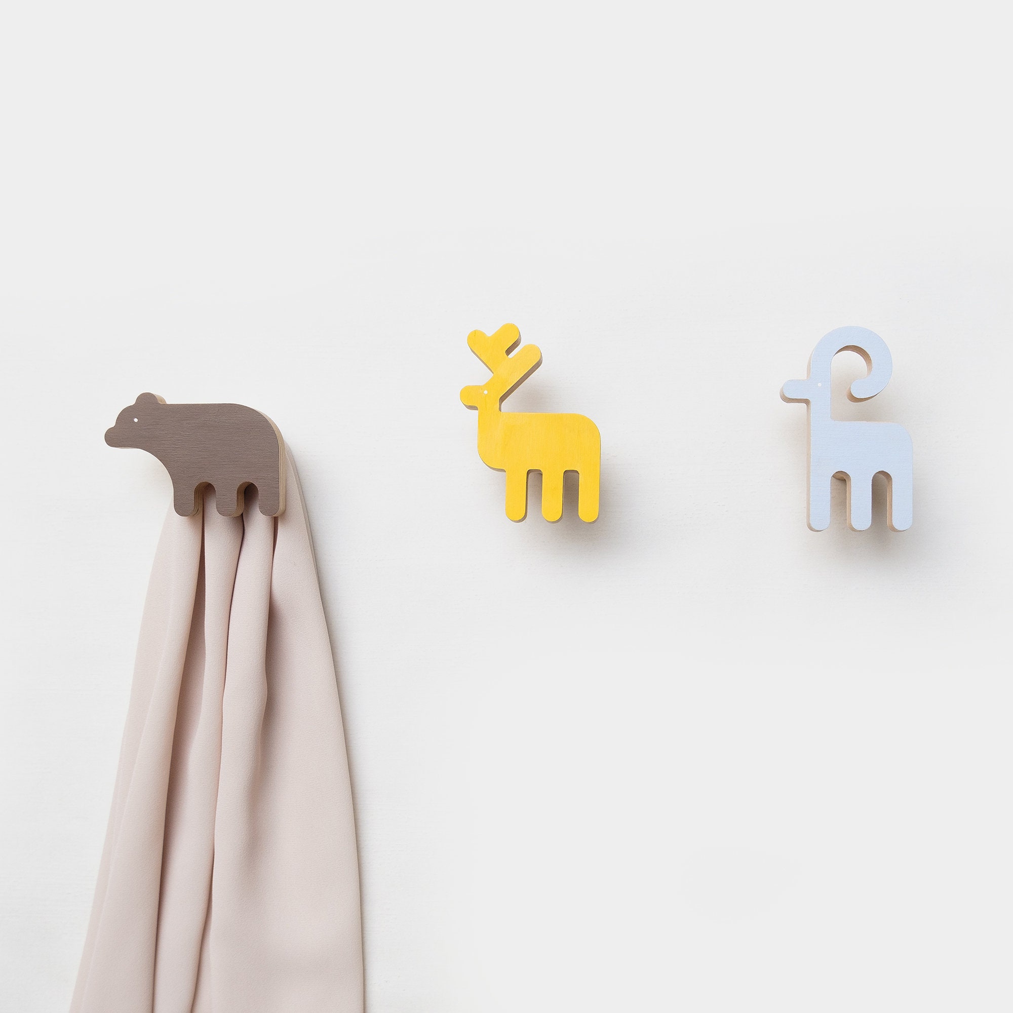 Ganci Appendiabiti Per Bambini Con Animali - 6 Pezzi In Legno, Autoadesivi O Con Viti, Senza Foratura - Foto 5