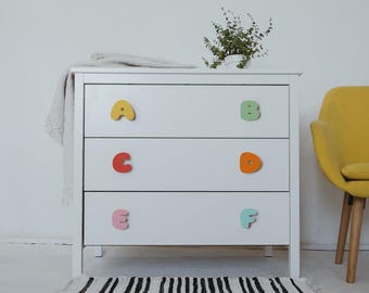 Wooden Letter Dresser handles, Alphabet Drawer Knob for dresser in nursery, name for the dresser nursery drawer knobs,1pcs price