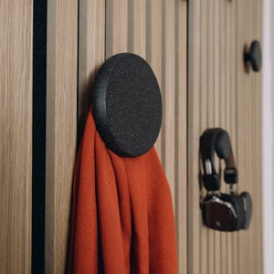 Glitter Black Acoustic Panel Hooks - 3D Printed Decorative Wall Rack, Modern Acoustic Slat Wall Accessories, Stylish Soundproofing Solutions