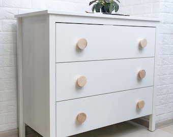 Wooden Round Drawer Knobs | Natural Wood Cabinet Pulls | Kids Room Dresser Handles