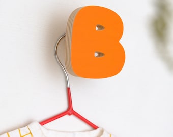 Wooden Letters Coat Hooks for wall, Alphabet Number Kids clothing rack, Montessori clothing kids room hooks, Personalise towel Rack Hanger