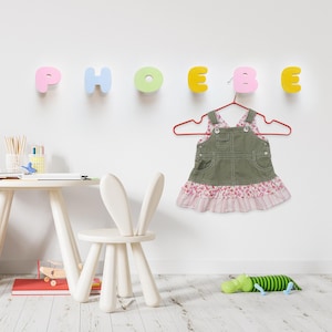 Girls Nursery Wooden Letter Hooks for wall, Kids Name Room Wood Hook, Personalise children Rack Hanger, Coat Hooks for babyroom, baby hooks