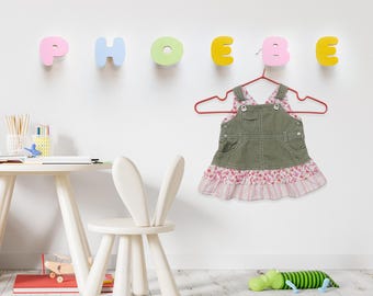 Girls Nursery Wooden Letter Hooks for wall, Kids Name Room Wood Hook, Personalise children Rack Hanger, Coat Hooks for babyroom, baby hooks