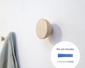 Minimalistische houten muurhaak – natuurlijk houten haakje voor jas, handdoek, tas | Scandinavische wanddecoratie | Rustieke hal- of badkamerhaak