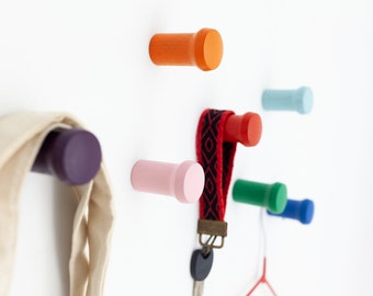 Colors Wall Hook | Decorative wall hook | Modern Hooks | Wood Coat Hook |  Oak Wood Wall Hooks | Towel Hook | clothes rack | 10 Set of Hooks