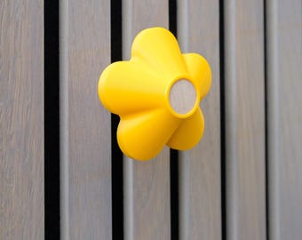 Kids Flower Wall Hooks | Nursery Decor Slatted Panel Pegs | Playroom Colorful Wood & 3D Print Hangers