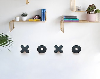 Ganchos de pared con letras de madera negras para guardería, perchero con letras personalizadas, perchero con nombre y letra.