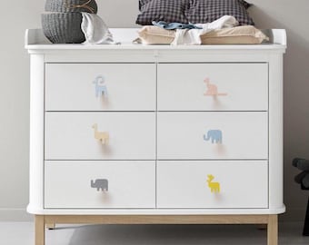 Tiradores de cajón con diseño de bosque, tiradores para muebles de bebé, pomos artesanales para niños, pomos de gabinete con animales de safari