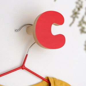 Individual Wooden Letter Hooks, Alphabet Number Kids clothing rack, Montessori clothing kids room hooks, Personalise towel Rack Hanger