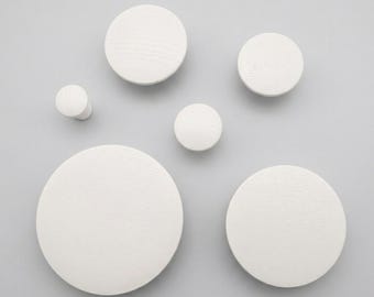 White Round wall dots hooks for Hanging Coats, white and black minimalist coat hook, decorative robe hook, wood wall hook| Set of Coat Hooks