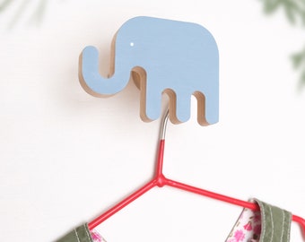 Animal  Wooden elephant nursery wall hooks / Coat Hooks for Kids Room / Cute wooden rack hooks / Kids clothing rack / towel rack for kids