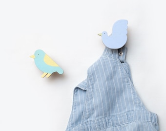 Crafted Wall Hooks Set, Birds Clothing Rack Nursery Decor, Animal bedroom decor, Animal Set hooks Wall Kids Room Decor, kids door hooks