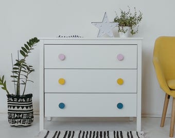 Bright Nursery Drawer Knobs | Modern Round Handles for Kids Dresser | Colorful Bedroom Cabinet Pulls | Toddler Room Decor