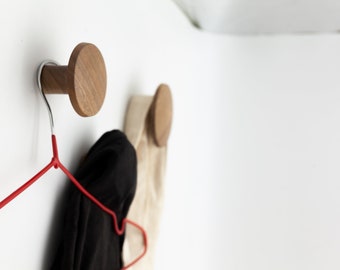 Wooden Hook for Entryway | Round Entryway Coat Hooks for Wall | Oak wood Entryway Coat Hook Wall | Hat rack