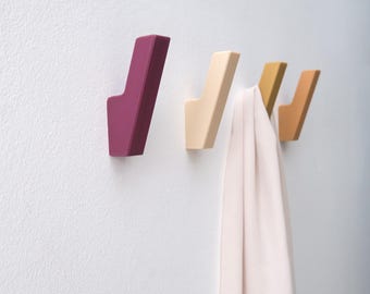 Modern Wall Hooks | Colorful 3D Printed Peg Set | Minimalist Geometric Decor | Mix & Match Accent Colors for Entryway, Bedroom, and Nursery