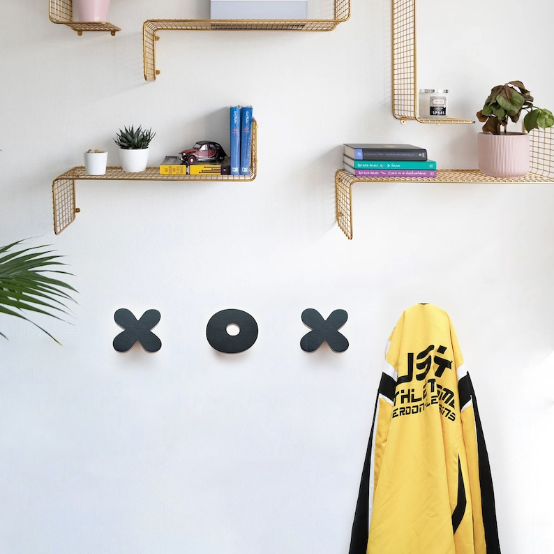 Black Wooden Letters wall hooks for Nursery, Personalised sign letters coat rack, Any name and letter clothing rack image 2