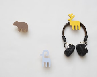Animal Wall Hooks for Nursery, Kids Coat Hooks, Wooden Baby Animal Hooks, Children's Clothes Rack, Cute Nursery Hooks