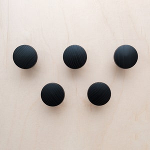 Wall Black Hooks, Set Wood Circle Round coat Hooks Modern Wall Hooks Towel Hook Wall hooks black and wood dot wall hooks image 8