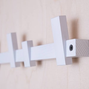 White Oak Wood Wall Handle | Entryway Hooks for Wall | clothes rack | Modern Wood Hanger | Brown, Black, White Hangers | Large Wall rack