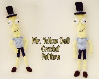 Amigurumi Mr. Yellow Doll Crochet Pattern / Photo Tutorial / Instant Download