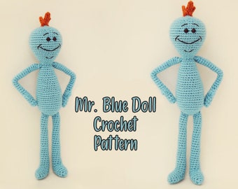 Amigurumi Mr. Blue Doll Crochet Pattern / Photo Tutorial / Instant Download