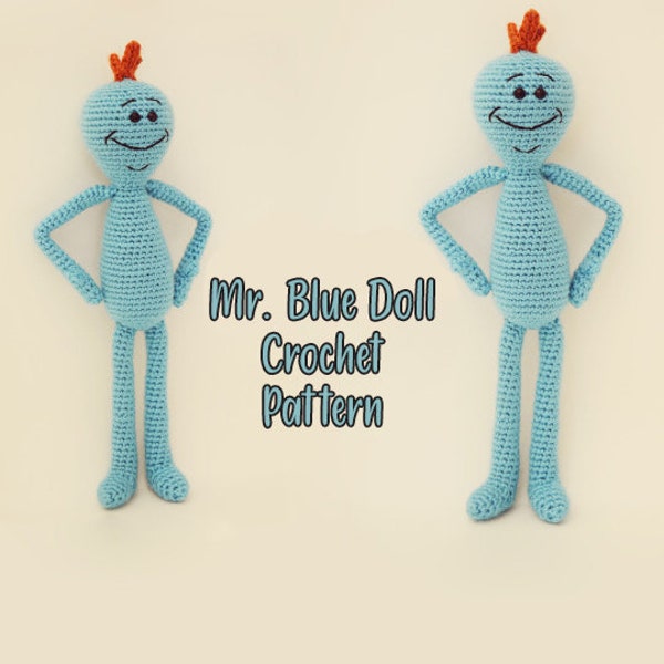 Amigurumi Mr. Blue Doll Häkelanleitung / Foto Tutorial / Instant Download