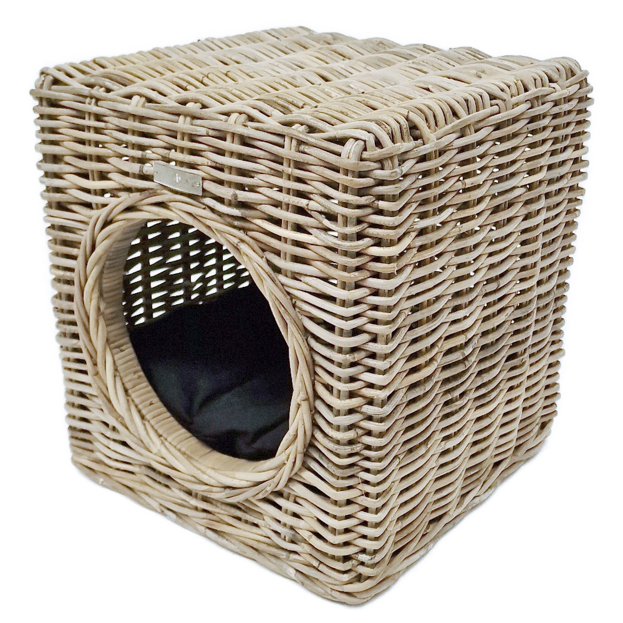 Grey wicker cheap cat bed