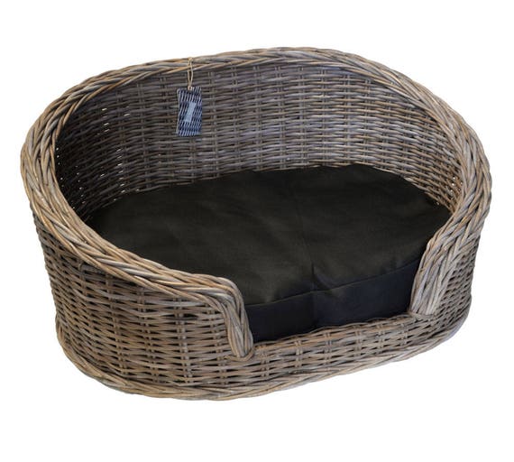 grey rattan dog bed