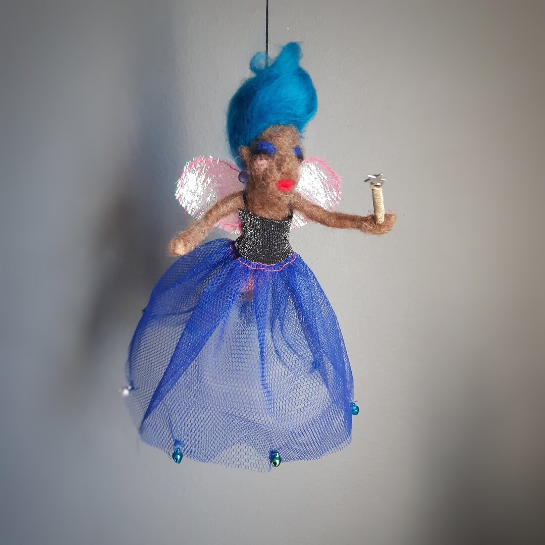 Blue Fairy Brown Skinned Fairy Tree Topper Quirky Ornament Etsy UK