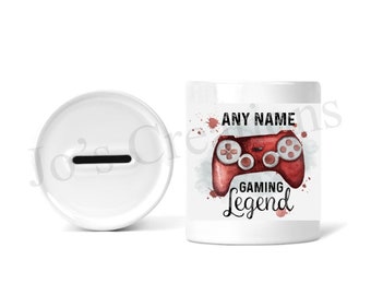 Personalisierte Kinder Mädchen Jungen Gamer Gaming Controller Spardose Münze