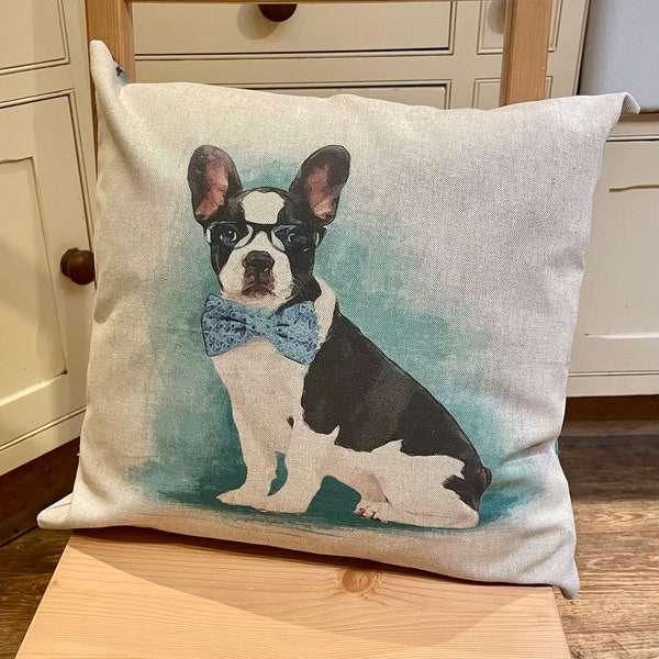 Housse de coussin bouledogue français 18 po.