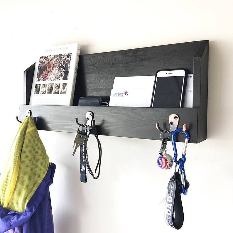 Woodymood Cosy Wall Organizer Shelfdark Brown Coat Rack With Etsy