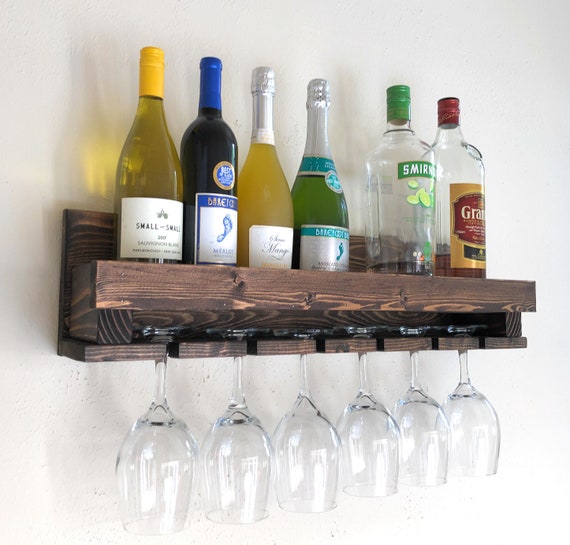 Wine Rack Glass Holder Drink Shelf Modern Wall Mounted Wine Etsy