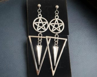 Pentagram Earrings, Witchcraft Jewelry, Wiccan Earrings