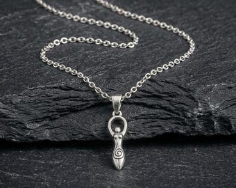 Spiral Goddess Necklace, Wiccan Pagan Jewelry, Divine Feminine Pendant, Mother Earth Charm, Witchy Spiritual Gift for Her, Wicca Amulet