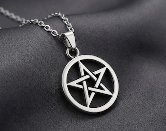 Silver Pentagram Necklace | Wiccan Pentacle Pendant | Pagan Protection Amulet | Gothic Witchcraft Jewelry
